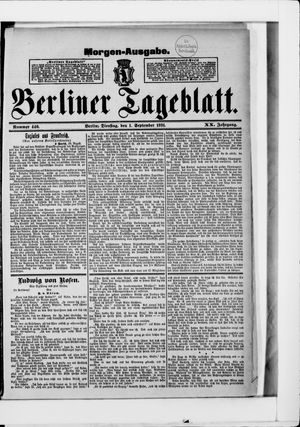 Berliner Tageblatt und Handels-Zeitung vom 01.09.1891