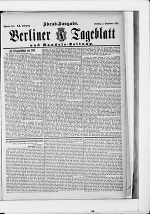 Berliner Tageblatt und Handels-Zeitung on Sep 1, 1891