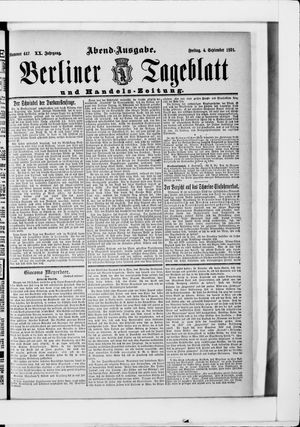 Berliner Tageblatt und Handels-Zeitung vom 04.09.1891