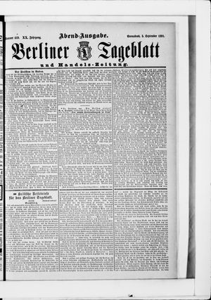 Berliner Tageblatt und Handels-Zeitung vom 05.09.1891