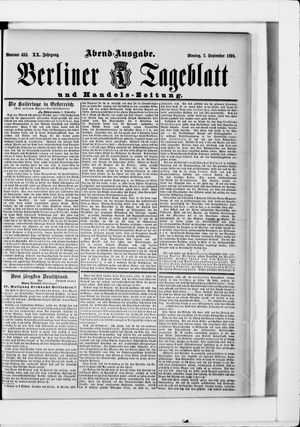 Berliner Tageblatt und Handels-Zeitung vom 07.09.1891