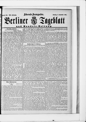 Berliner Tageblatt und Handels-Zeitung vom 08.09.1891
