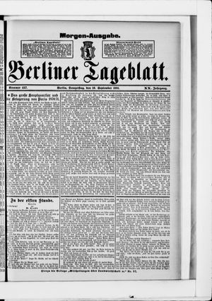 Berliner Tageblatt und Handels-Zeitung vom 10.09.1891