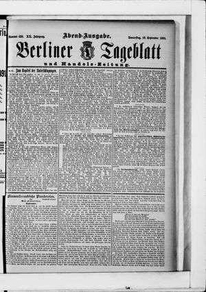 Berliner Tageblatt und Handels-Zeitung vom 10.09.1891