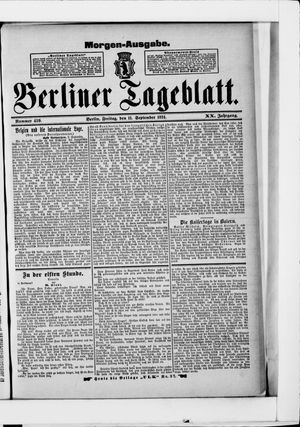 Berliner Tageblatt und Handels-Zeitung on Sep 11, 1891