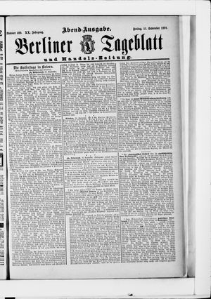 Berliner Tageblatt und Handels-Zeitung on Sep 11, 1891