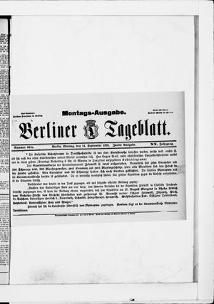 Berliner Tageblatt und Handels-Zeitung vom 14.09.1891