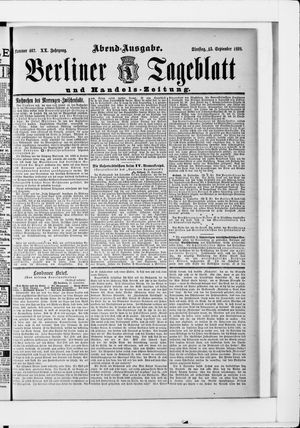 Berliner Tageblatt und Handels-Zeitung vom 15.09.1891