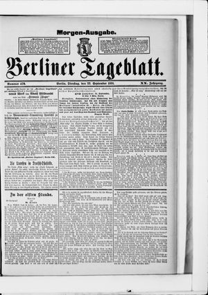 Berliner Tageblatt und Handels-Zeitung vom 22.09.1891