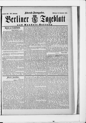 Berliner Tageblatt und Handels-Zeitung vom 23.09.1891