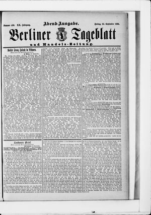 Berliner Tageblatt und Handels-Zeitung vom 25.09.1891