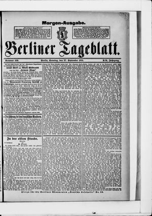 Berliner Tageblatt und Handels-Zeitung vom 27.09.1891
