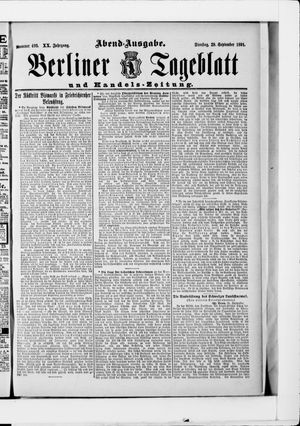Berliner Tageblatt und Handels-Zeitung vom 29.09.1891