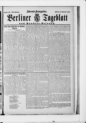 Berliner Tageblatt und Handels-Zeitung vom 30.09.1891