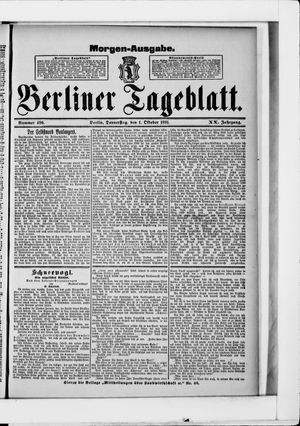 Berliner Tageblatt und Handels-Zeitung vom 01.10.1891