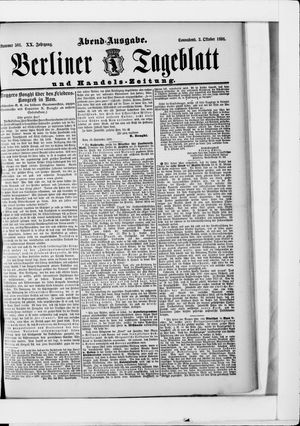 Berliner Tageblatt und Handels-Zeitung vom 03.10.1891