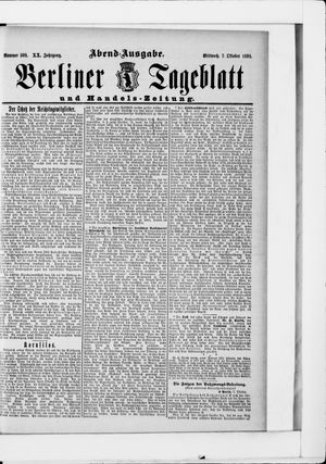Berliner Tageblatt und Handels-Zeitung vom 07.10.1891