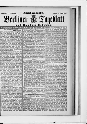 Berliner Tageblatt und Handels-Zeitung vom 12.10.1891