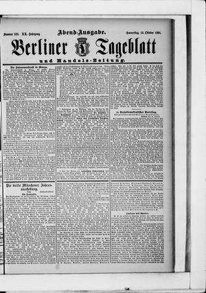 Berliner Tageblatt und Handels-Zeitung vom 15.10.1891
