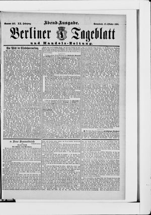Berliner Tageblatt und Handels-Zeitung vom 17.10.1891