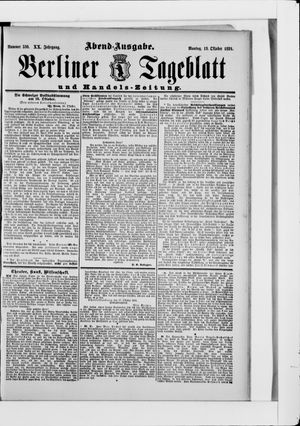 Berliner Tageblatt und Handels-Zeitung vom 19.10.1891