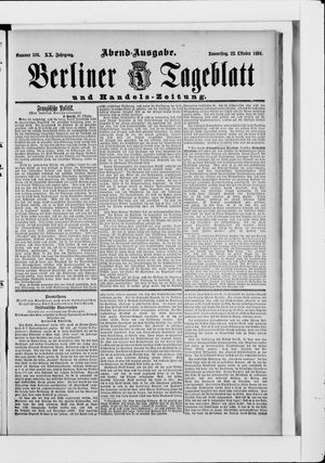 Berliner Tageblatt und Handels-Zeitung vom 22.10.1891