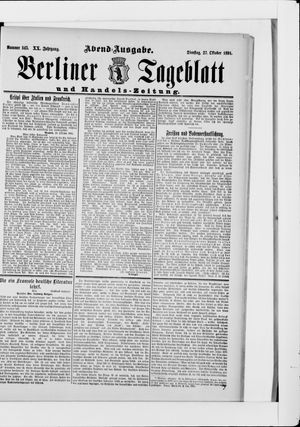 Berliner Tageblatt und Handels-Zeitung vom 27.10.1891