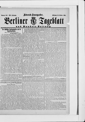 Berliner Tageblatt und Handels-Zeitung vom 28.10.1891