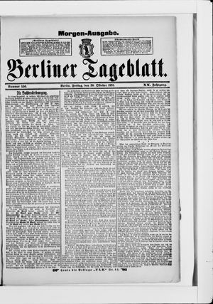 Berliner Tageblatt und Handels-Zeitung vom 30.10.1891
