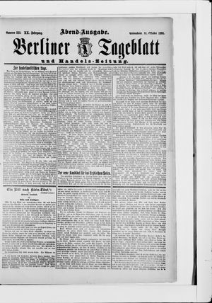 Berliner Tageblatt und Handels-Zeitung vom 31.10.1891