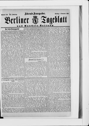Berliner Tageblatt und Handels-Zeitung vom 03.11.1891