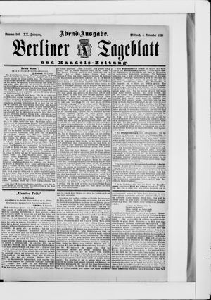 Berliner Tageblatt und Handels-Zeitung vom 04.11.1891