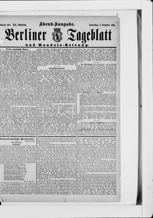 Berliner Tageblatt und Handels-Zeitung vom 05.11.1891