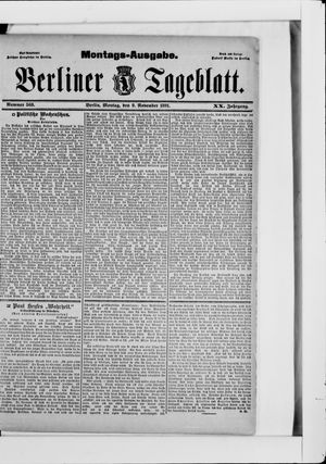 Berliner Tageblatt und Handels-Zeitung on Nov 9, 1891
