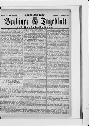 Berliner Tageblatt und Handels-Zeitung vom 12.11.1891