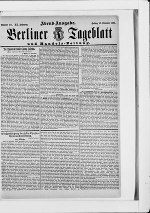 Berliner Tageblatt und Handels-Zeitung on Nov 13, 1891