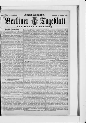Berliner Tageblatt und Handels-Zeitung vom 14.11.1891