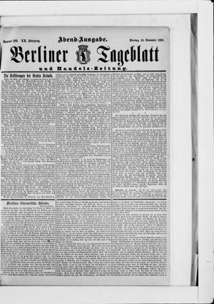 Berliner Tageblatt und Handels-Zeitung vom 16.11.1891