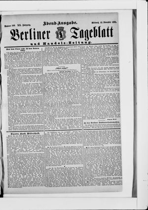 Berliner Tageblatt und Handels-Zeitung vom 18.11.1891