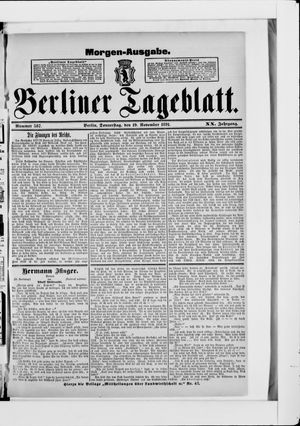 Berliner Tageblatt und Handels-Zeitung vom 19.11.1891