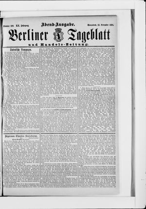 Berliner Tageblatt und Handels-Zeitung vom 21.11.1891