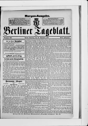 Berliner Tageblatt und Handels-Zeitung vom 22.11.1891