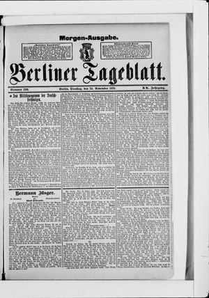 Berliner Tageblatt und Handels-Zeitung vom 24.11.1891