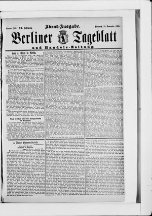 Berliner Tageblatt und Handels-Zeitung vom 25.11.1891