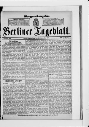 Berliner Tageblatt und Handels-Zeitung vom 26.11.1891