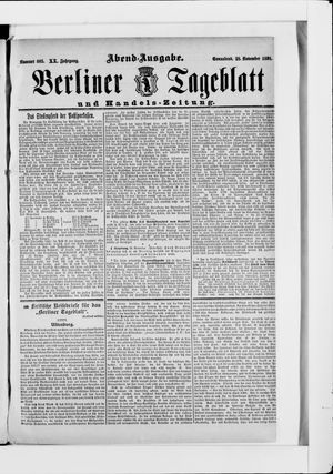Berliner Tageblatt und Handels-Zeitung on Nov 28, 1891