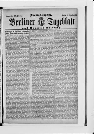 Berliner Tageblatt und Handels-Zeitung vom 30.11.1891