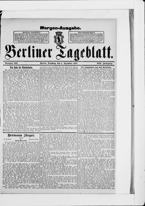 Berliner Tageblatt und Handels-Zeitung vom 01.12.1891