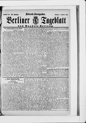 Berliner Tageblatt und Handels-Zeitung vom 01.12.1891