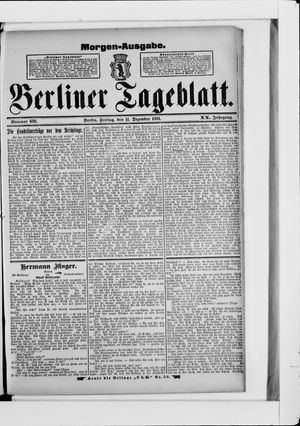 Berliner Tageblatt und Handels-Zeitung vom 11.12.1891